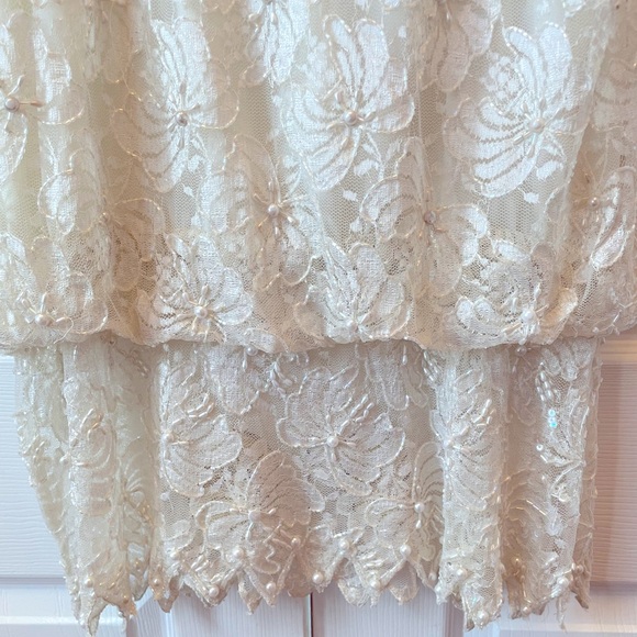 WEDDING DRESS 2 PIECES DROP SHOULDER DROP WAIST BEADED BY CREATIVE CREATIONS XXL - Picture 7 of 15